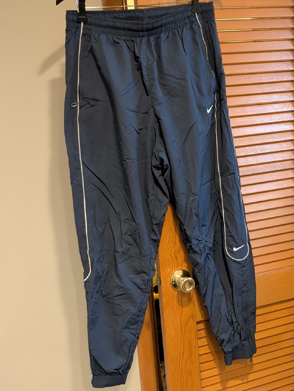 Nike Dark Blue Track Pants with White Piping